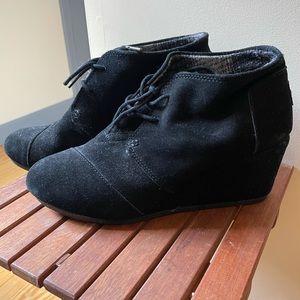 TOMS Suede Wedge Booties